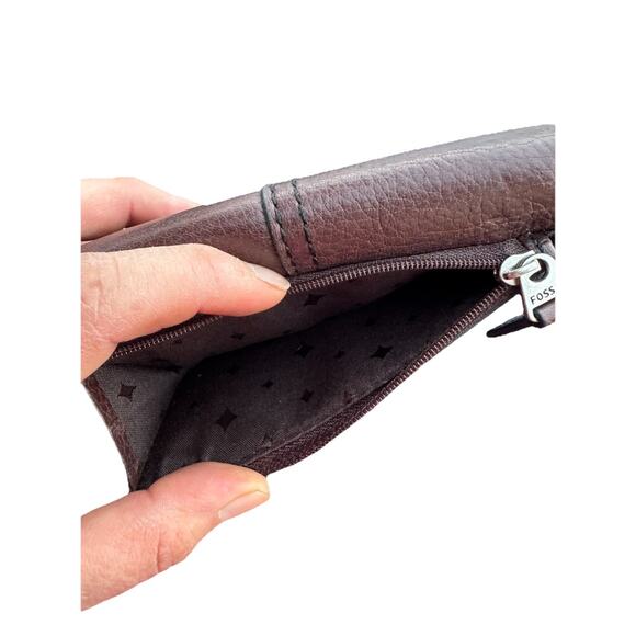 Vintage Fossil Maddox Brown Keyhole Leather Trifold Wallet Clutch Keyhole - Picture 9 of 9